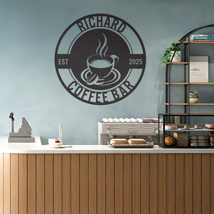 Personalized Coffee Bar Metal Sign, Coffee Bar Decor, Coffee Sign, Metal Coffee Sign, Coffee Metal Wall Art, Coffee Shop Sign, Name Sign
