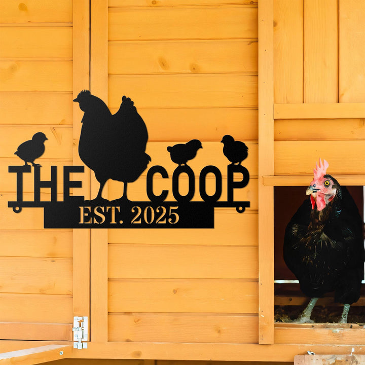 Chicken Coop Sign, Custom Hen House Sign, Personalized Metal Chicken Coop Sign, Our Little Coop Sign Metal Sign, Metal Hen and Chicks