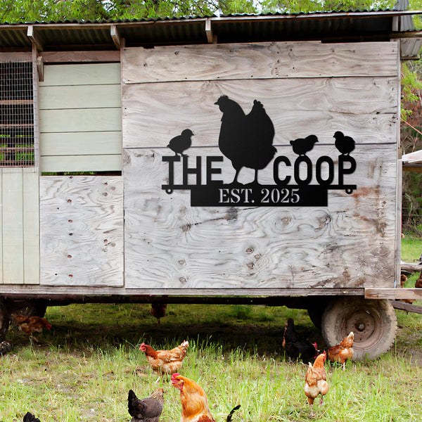 Chicken Coop Sign, Custom Hen House Sign, Personalized Metal Chicken Coop Sign, Our Little Coop Sign Metal Sign, Metal Hen and Chicks