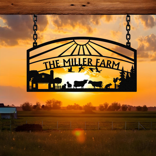 Custom Metal Farm Name Sign, Personalized Farmhouse Decor, Farm Gate Hanger, Metal Farm Sign, Metal Barn Sign, Ranch metal sign, Farmer Gift