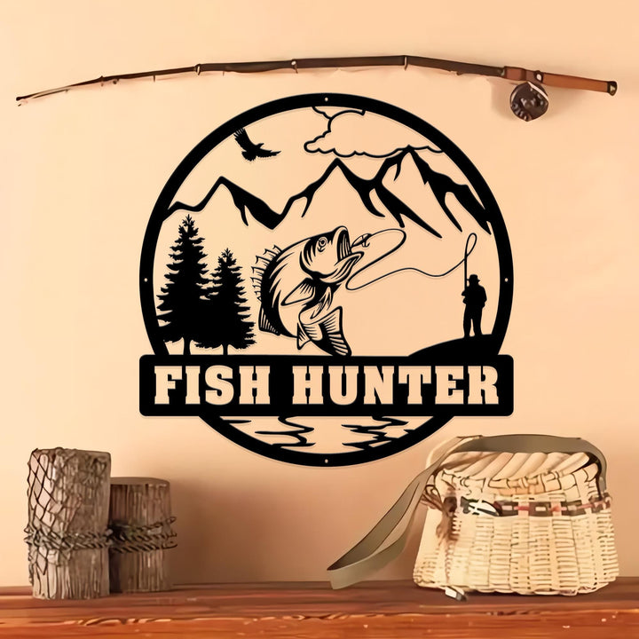Custom Fish Metal Name Sign, Outdoor Bass Fishing Sign, Fishing Sign, Fisherman Gift, Fishing Wall Art, Gift For Dad, Fishing Gifts For Man