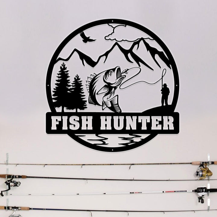 Custom Fish Metal Name Sign, Outdoor Bass Fishing Sign, Fishing Sign, Fisherman Gift, Fishing Wall Art, Gift For Dad, Fishing Gifts For Man
