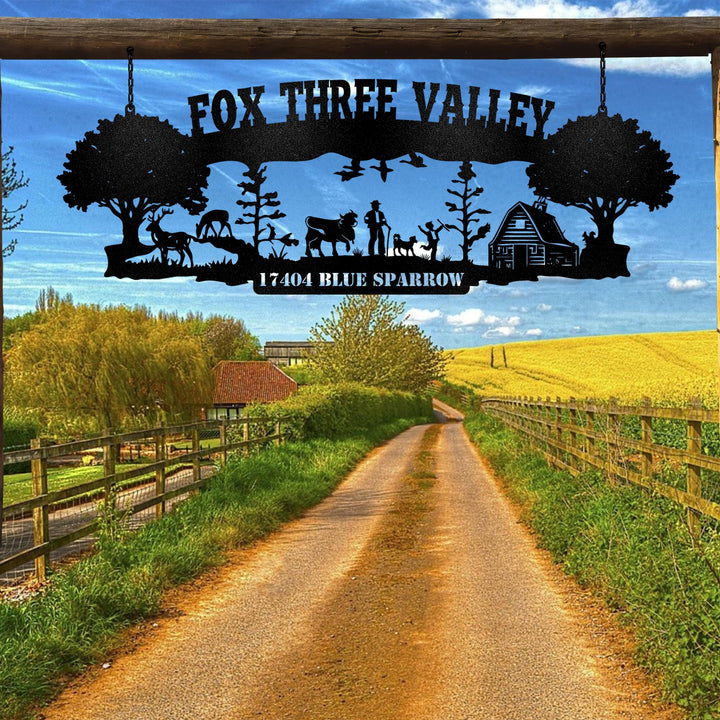 Custom Farmhouse Metal Entrance Sign, Metal Ranch Name Sign, Father's Day Gift, Handmade, Gift For Family, Gift For Farmer, Gift For Dad