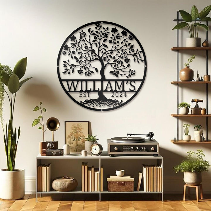 Personalized Tree of Life Metal LED Signs, Custom Metal Sign, Family Name Sign, Metal Wall Art, Last Name Sign, Outdoor Decor, Home Decor