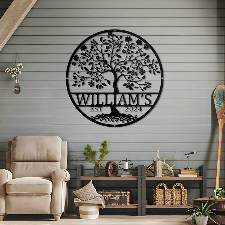 Personalized Tree of Life Metal LED Signs, Custom Metal Sign, Family Name Sign, Metal Wall Art, Last Name Sign, Outdoor Decor, Home Decor