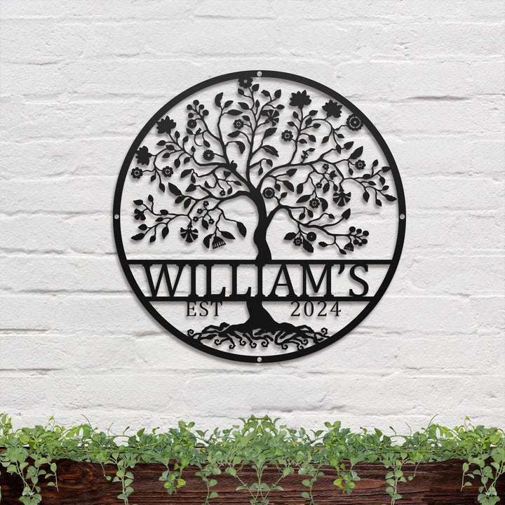 Personalized Tree of Life Metal LED Signs, Custom Metal Sign, Family Name Sign, Metal Wall Art, Last Name Sign, Outdoor Decor, Home Decor