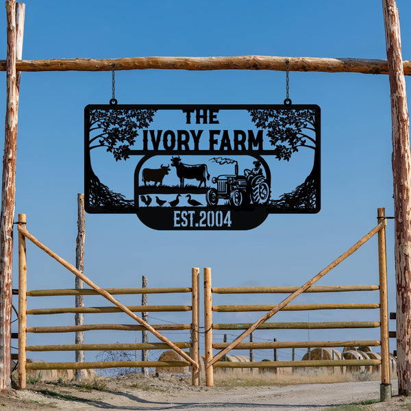 Personalized Ranch House Metal Sign, Custom Farmhouse Unique Metal Name, Ranch Name Metal Sign, Best Anniversary Gift, Family Gift,Farm Gift