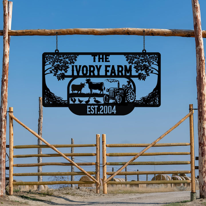 Personalized Ranch House Metal Sign, Custom Farmhouse Unique Metal Name, Ranch Name Metal Sign, Best Anniversary Gift, Family Gift,Farm Gift
