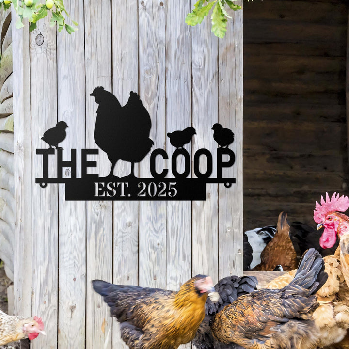 Chicken Coop Sign, Custom Hen House Sign, Personalized Metal Chicken Coop Sign, Our Little Coop Sign Metal Sign, Metal Hen and Chicks Sign
