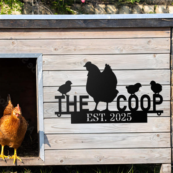 Chicken Coop Sign, Custom Hen House Sign, Personalized Metal Chicken Coop Sign, Our Little Coop Sign Metal Sign, Metal Hen and Chicks Sign