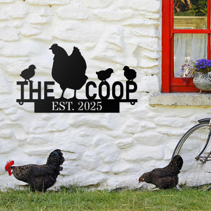 Chicken Coop Sign, Custom Hen House Sign, Personalized Metal Chicken Coop Sign, Our Little Coop Sign Metal Sign, Metal Hen and Chicks Sign