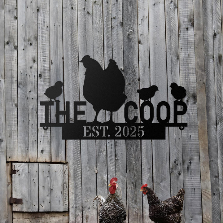 Chicken Coop Sign, Custom Hen House Sign, Personalized Metal Chicken Coop Sign, Our Little Coop Sign Metal Sign, Metal Hen and Chicks Sign