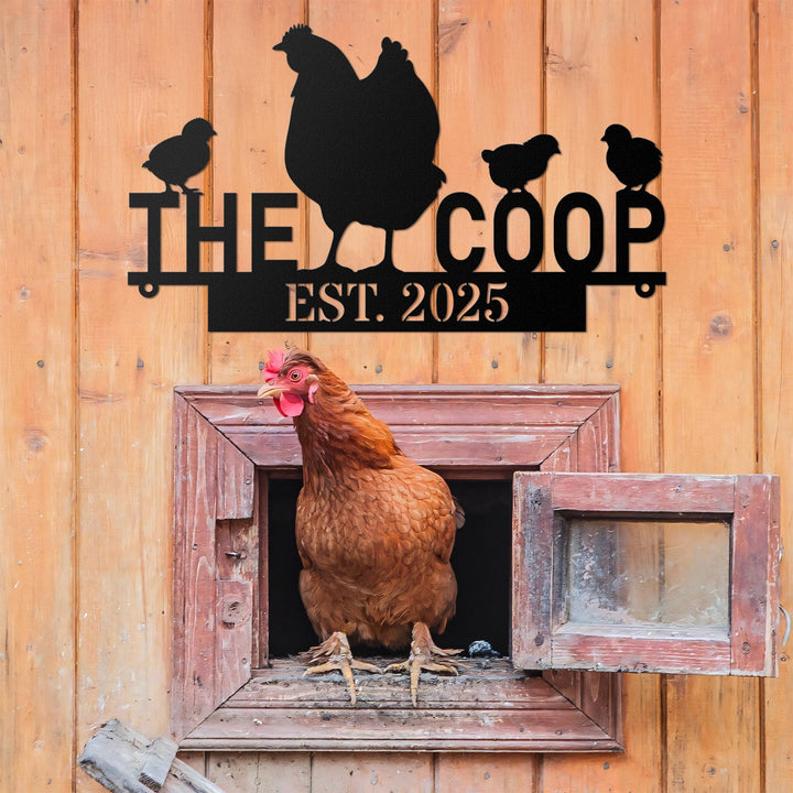 Chicken Coop Sign, Custom Hen House Sign, Personalized Metal Chicken Coop Sign, Our Little Coop Sign Metal Sign, Metal Hen and Chicks Sign