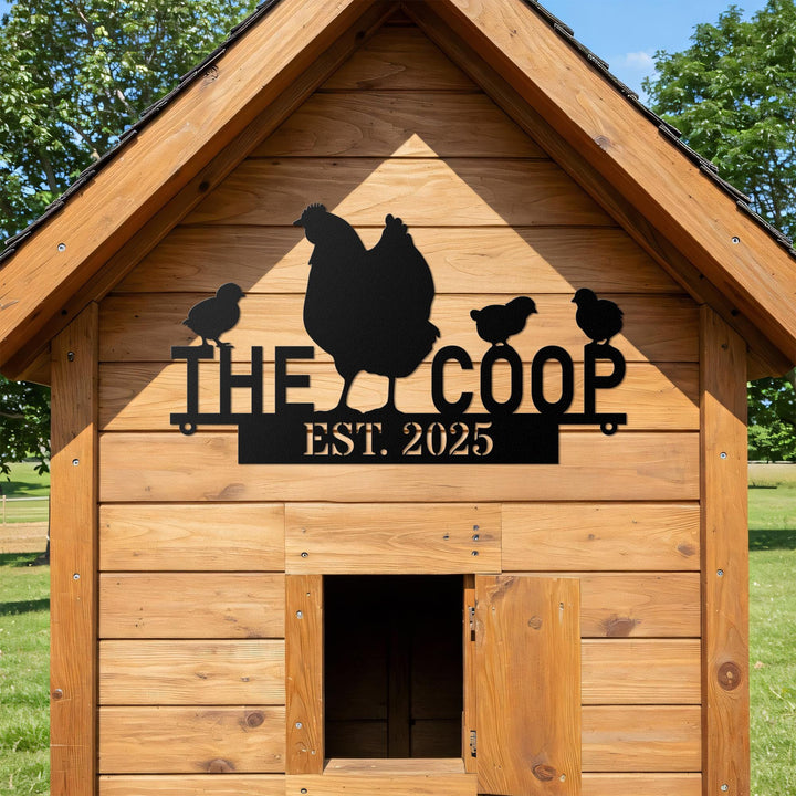 Chicken Coop Sign, Custom Hen House Sign, Personalized Metal Chicken Coop Sign, Our Little Coop Sign Metal Sign, Metal Hen and Chicks Sign