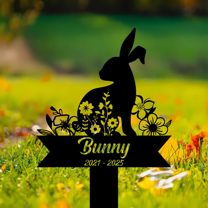Custom Rabbit Memorial Garden Stake, Lop Rabbit Grave Marker,Bunny Memorial Metal Sign,Yard Stake,Outdoor Rabbit Garden Decor, Bunny Sign