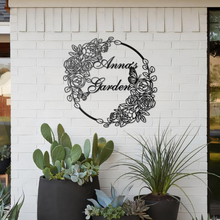 Garden Sign Personalized, Custom Flower Metal Garden Decor, Garden Wall Art, Gardener Name Sign,Gardening Gifts,Home Gift,Gifts for Mom/Dad.
