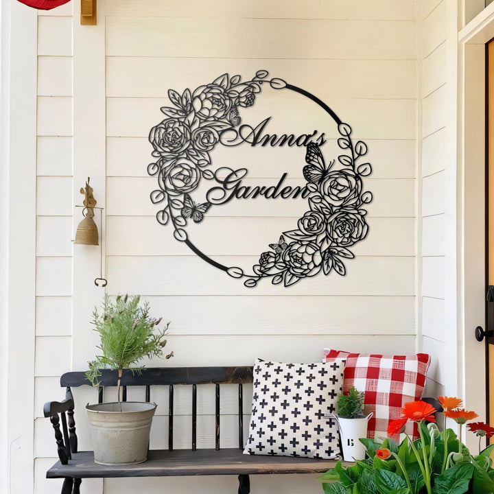 Garden Sign Personalized, Custom Flower Metal Garden Decor, Garden Wall Art, Gardener Name Sign,Gardening Gifts,Home Gift,Gifts for Mom/Dad.