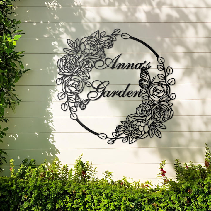 Garden Sign Personalized, Custom Flower Metal Garden Decor, Garden Wall Art, Gardener Name Sign,Gardening Gifts,Home Gift,Gifts for Mom/Dad.