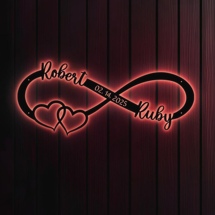 Personalized Wedding Gift for Couple, Metal Heart Sign with Name and Date, Wedding Date Sign, Engagement Announcement Sign, Anniversary Gift