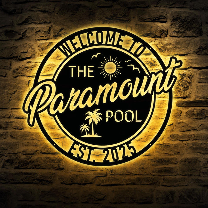 Custom Metal Poolside Sign, Personalized Tropical Pool Sign, Patio Decor, Pool Bar Sign, Backyard Sign, Custom Welcome Sign, Tiki Bar Art