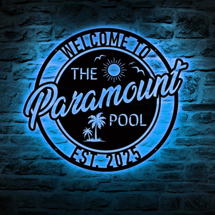 Custom Metal Poolside Sign, Personalized Tropical Pool Sign, Patio Decor, Pool Bar Sign, Backyard Sign, Custom Welcome Sign, Tiki Bar Art