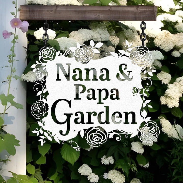 Custom Hanging Garden Sign Personalized Garden Name Sign, Flower Garden Plaque, Outdoor Garden Gift, Memorial Garden Sign, Garden Metal Sign