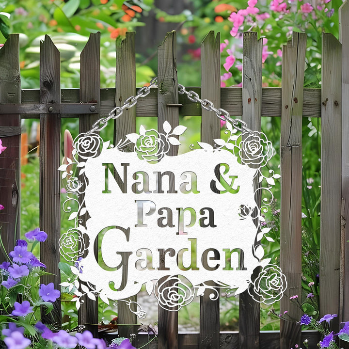 Custom Hanging Garden Sign Personalized Garden Name Sign, Flower Garden Plaque, Outdoor Garden Gift, Memorial Garden Sign, Garden Metal Sign
