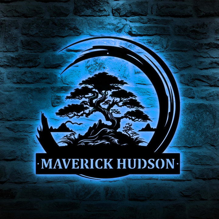 Custom Bonsai Tree Garden Sign with Stake, Metal Bonsai Garden Stake, Personalized Garden Stake, Metal Asian Yard Art, Yard Sign, Yard Decor