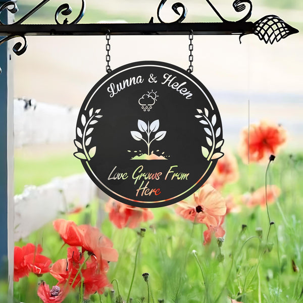 Custom Hanging Garden Sign Personalized Garden Name Sign, Flower Garden Plaque, Outdoor Garden Gift, Memorial Garden Sign, Metal Garden Sign