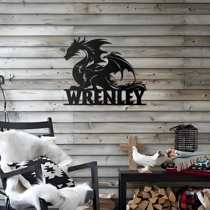 Custom Dragon Metal Wall Art LED Light Custom Name Dragon Metal Sign,Dragon Lover Gifts,Boy Room Decor Dragon Metal Art Birthday Gift