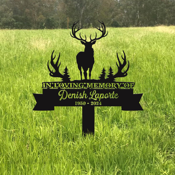 Custom Deer hunting Memorial Stake, Metal Stake, Sympathy Sign, Grave Marker, Remembrance Stake, Father's Day Gift, Gift for Dad, Deer Sign