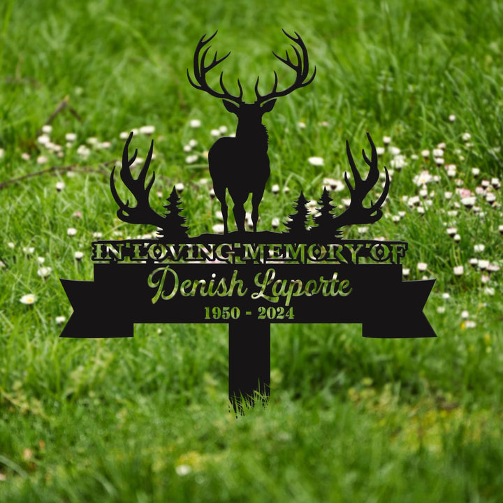Custom Deer hunting Memorial Stake, Metal Stake, Sympathy Sign, Grave Marker, Remembrance Stake, Father's Day Gift, Gift for Dad, Deer Sign