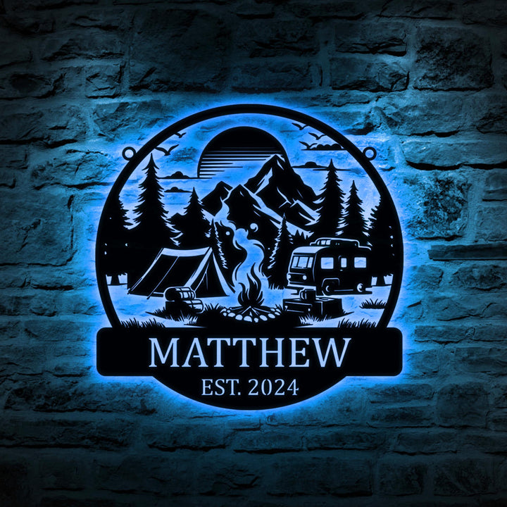 Custom Fifth Wheel Camper RV Sign, Metal Outdoor Camping Sign, Family Camp Sign, Sign for Campers Custom Campsite Sign, Gift for Dad