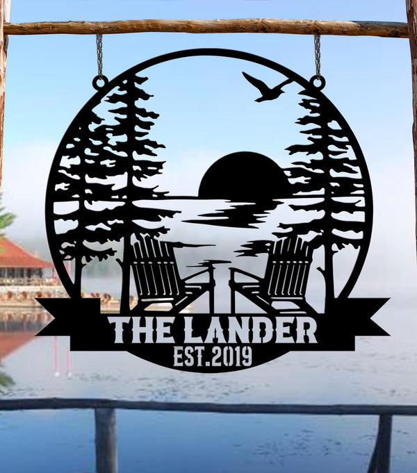 Personalized Lake House Metal Sign, Forest Lake Sign, Custom Lake House Name Sign, Camping Metal sign, Lake House Decor, Front Porch Decor