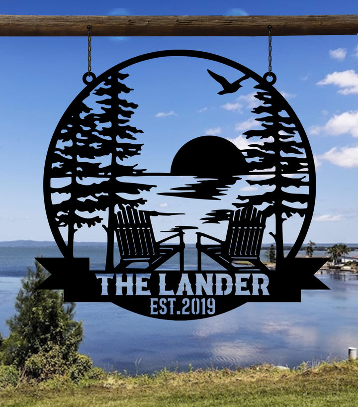 Personalized Lake House Metal Sign, Forest Lake Sign, Custom Lake House Name Sign, Camping Metal sign, Lake House Decor, Front Porch Decor