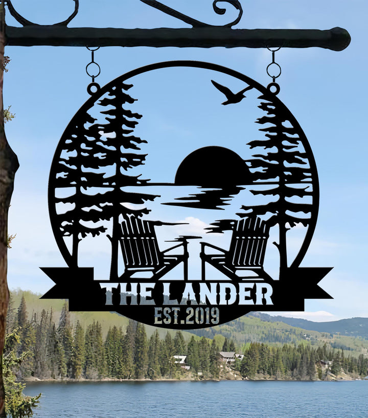 Personalized Lake House Metal Sign, Forest Lake Sign, Custom Lake House Name Sign, Camping Metal sign, Lake House Decor, Front Porch Decor
