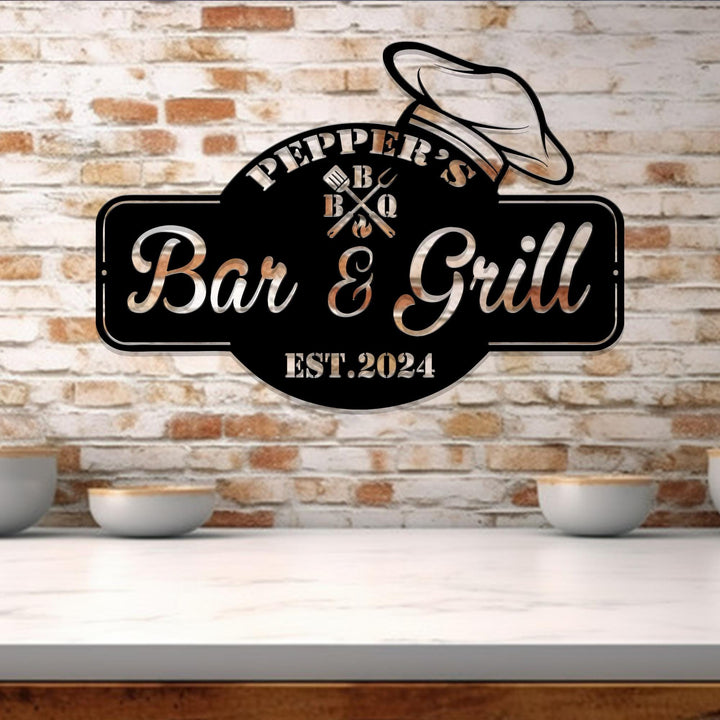 Personalized Backyard BBQ Metal Wall Art, Bbq Metal Wall Art,BBQ Sign, Custom Family Name Sign, Metal BBQ decor,Bbq Name Signs,Outdoor Decor