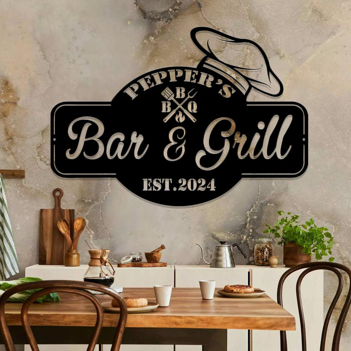 Personalized Backyard BBQ Metal Wall Art, Bbq Metal Wall Art,BBQ Sign, Custom Family Name Sign, Metal BBQ decor,Bbq Name Signs,Outdoor Decor