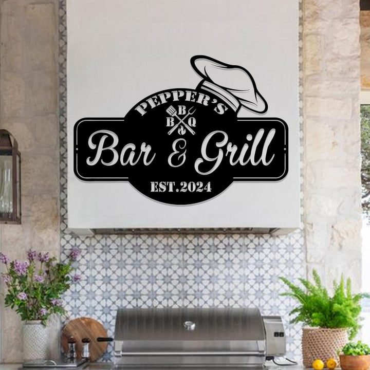 Personalized Backyard BBQ Metal Wall Art, Bbq Metal Wall Art,BBQ Sign, Custom Family Name Sign, Metal BBQ decor,Bbq Name Signs,Outdoor Decor