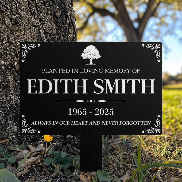 Custom Memorial Tree Sign With Stake, Personalized Memorial Plaque Stake,Metal Grave Marker ,Memorial Marker,Grave Marker,Remembrance Plaque