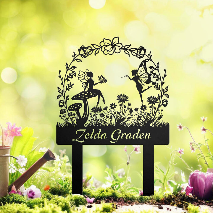 Fairy Metal Garden Sign,Custom Garden Sign,Fairy Garden Stake,Outdoor Garden Yard Decor,Metal Fairy Garden Art,Gardener Gift, Garden Decor