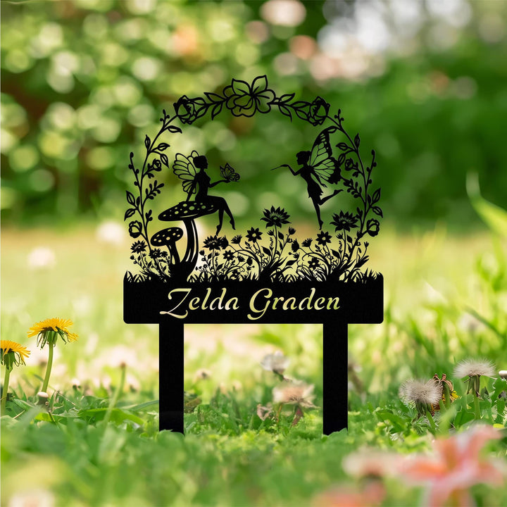 Fairy Metal Garden Sign,Custom Garden Sign,Fairy Garden Stake,Outdoor Garden Yard Decor,Metal Fairy Garden Art,Gardener Gift, Garden Decor