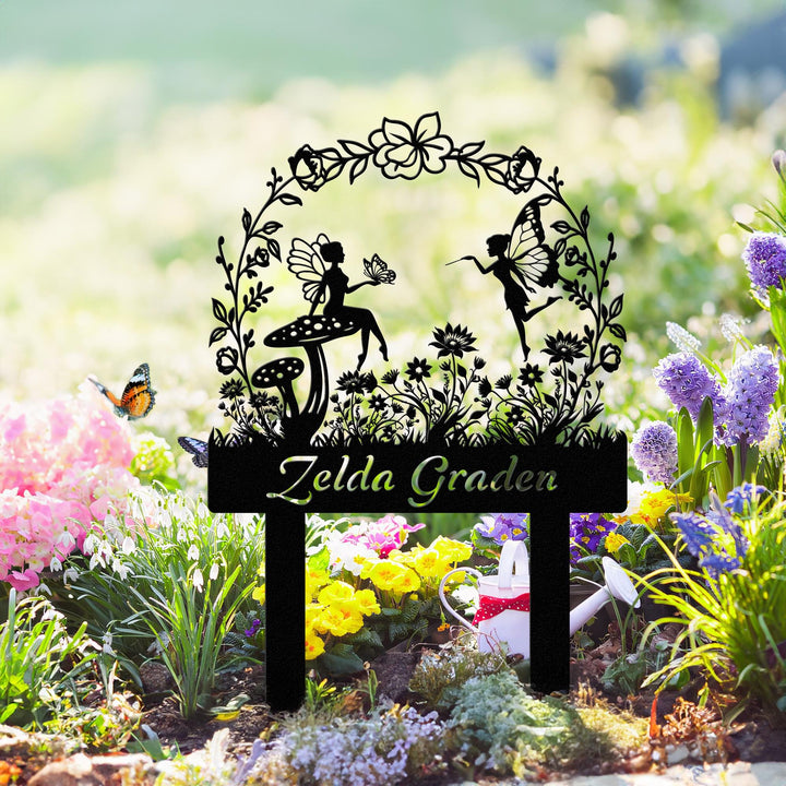 Fairy Metal Garden Sign,Custom Garden Sign,Fairy Garden Stake,Outdoor Garden Yard Decor,Metal Fairy Garden Art,Gardener Gift, Garden Decor