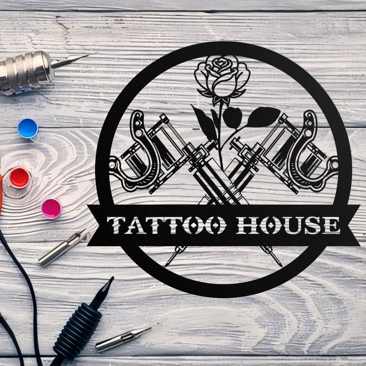 Personalized Tattoo Artist Metal Wall Art LED Light, Custom Ink Studio Name Sign, Home Decor, Machine Shop Decoration, Man Cave,Gift For Dad