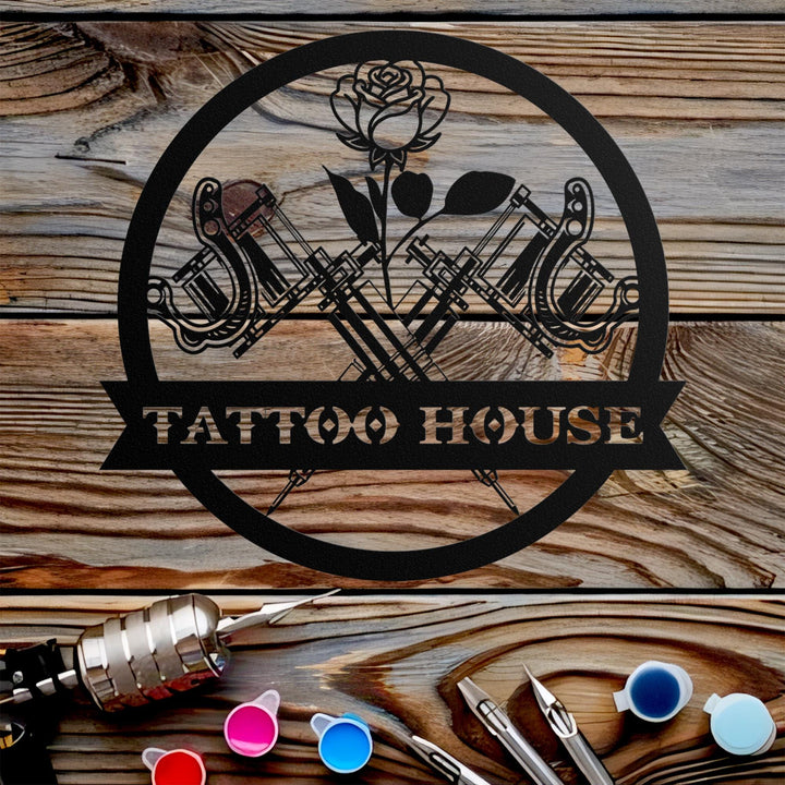 Personalized Tattoo Artist Metal Wall Art LED Light, Custom Ink Studio Name Sign, Home Decor, Machine Shop Decoration, Man Cave,Gift For Dad