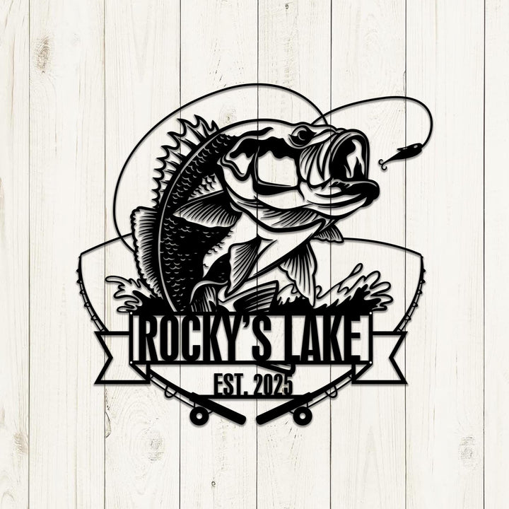 Custom Metal Fish Sign,Fishing Gifts for Men,Personalized Fishing Metal Art,Fisherman Gift,Fish Metal Name Sign,Bass Fishing Metal Monogram