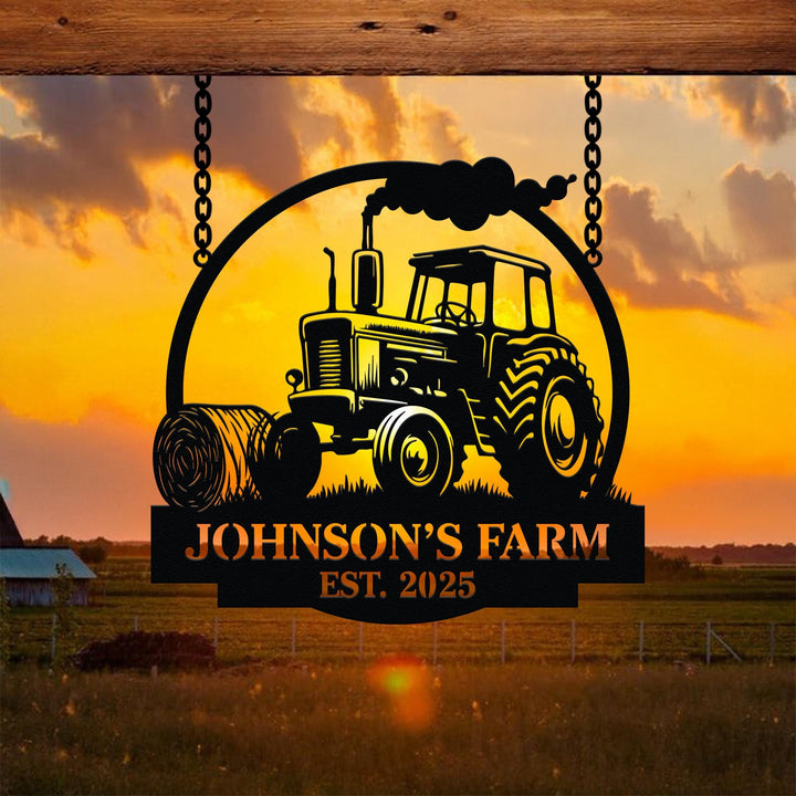 Custom Tractor Farm Metal Sign with LED Light, Tractor Name Sign, Farmhouse Decor, Tractor Barn Sign, Tractor Driver Gift, Gift for Farmer