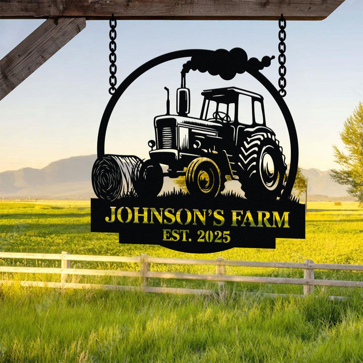 Custom Tractor Farm Metal Sign with LED Light, Tractor Name Sign, Farmhouse Decor, Tractor Barn Sign, Tractor Driver Gift, Gift for Farmer
