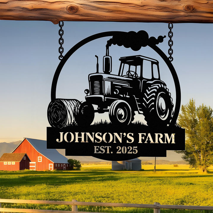 Custom Tractor Farm Metal Sign with LED Light, Tractor Name Sign, Farmhouse Decor, Tractor Barn Sign, Tractor Driver Gift, Gift for Farmer