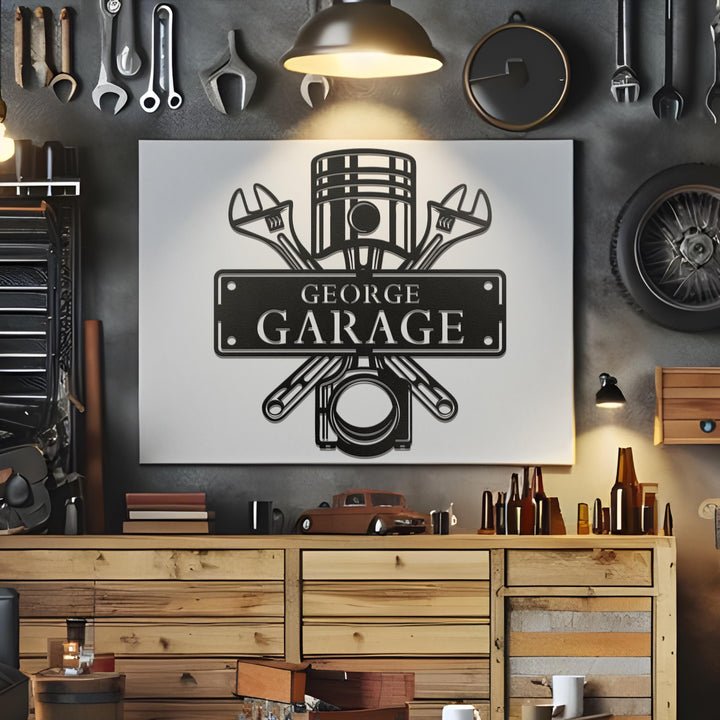 Custom Garage Metal Wall Art LED Light, Workshop Name Sign, Home Decor, Car Mechanic Repair Decoration Repairman, Father's Day Gift, Garage
